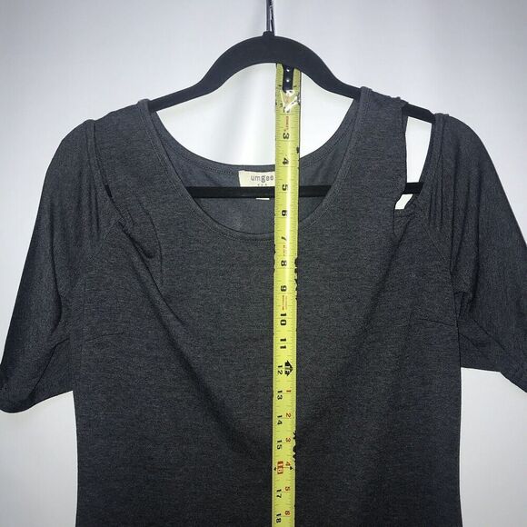 Umgee Dress cut-out shoulder Women's Large Grey Short Sleeve Long Maxi Knit - Picture 6 of 7